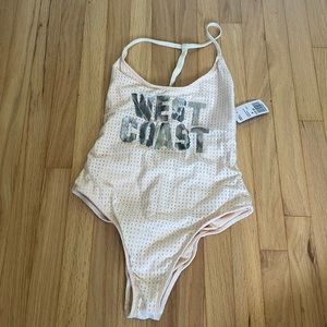 Forever 21 one piece bathing suit “west coast” NWT size medium beige